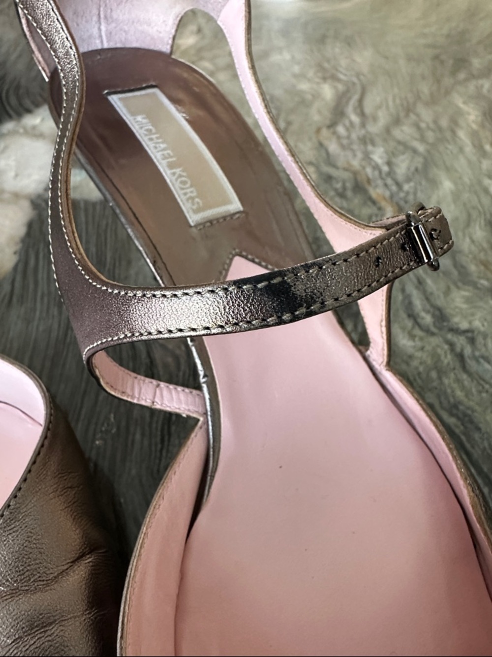 Michael Kors Metallic Pointed-Toe Mary Jane Heels - Bronze size 8.5 - Picture 5 of 5